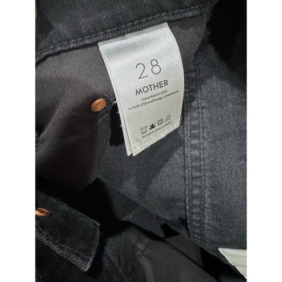 MOTHER The Spinner Zip Sneak Jeans Faded Black Magic 28 High Rise Wide Leg Denim - Picture 4 of 13